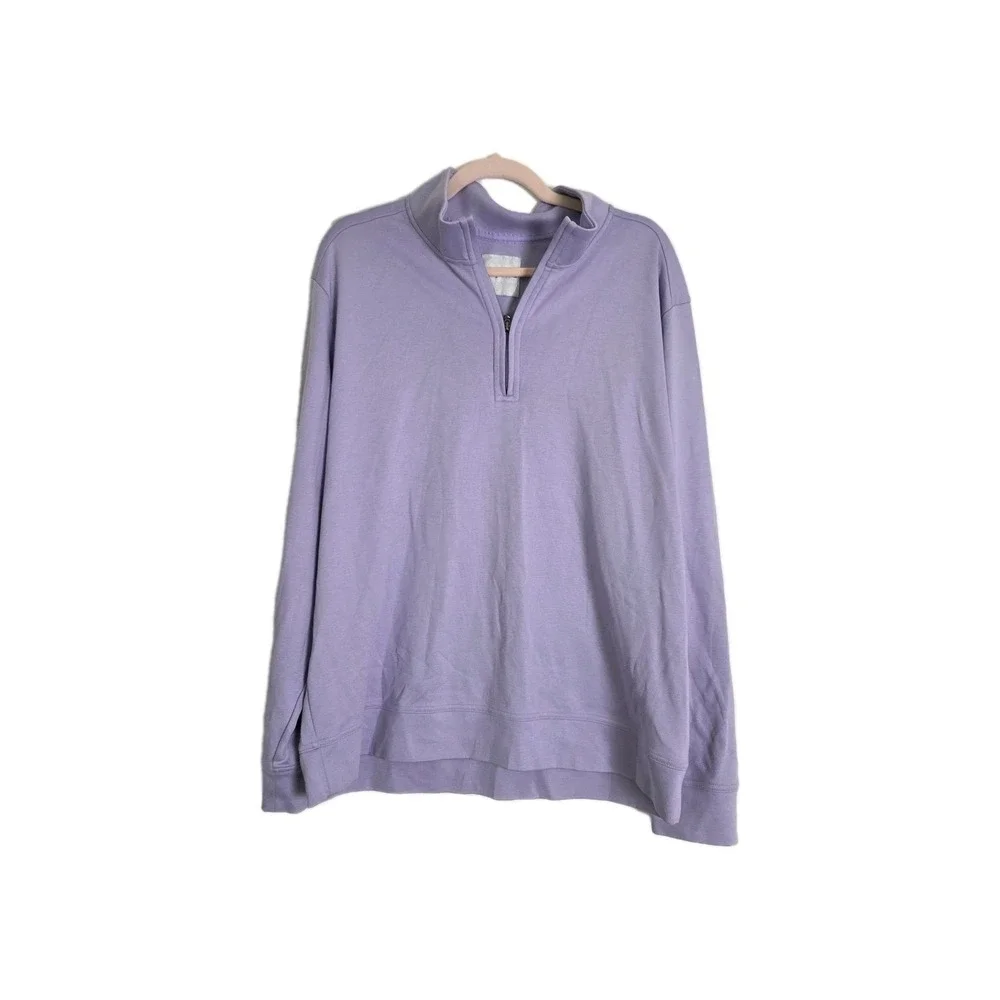 Tommy Bahama Men's XLT Quarter Zip LS Pullover Sweatshirt Lavendar Pima Cotton
